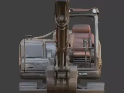 Rusted Wasteland Crawler Excavator Low-poly 3D model