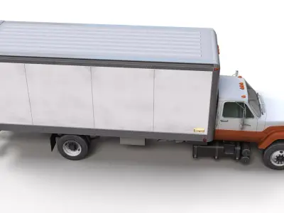 80s box truck Low-poly 3D model
