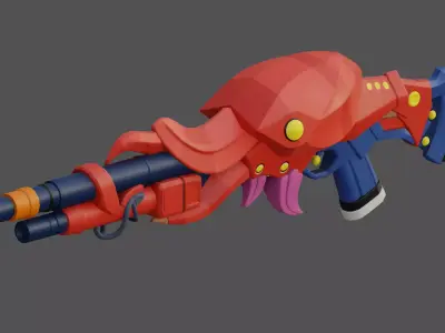 Octopus Shotgun Game Ready 3D Model Low-poly 3D model