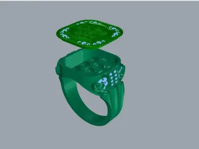 Signet   MEN Ring  with  Russian gerb  3D print model