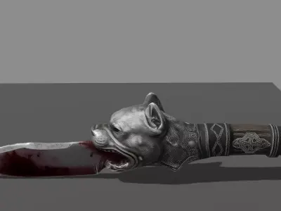 DVL3DStudio Survival Knife Gore Pitbull Low Poly Game Ready Low-poly 3D model