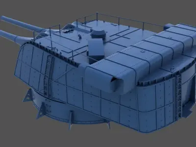 Nendo Shiki 20cm turret E 1932 - Personal license - 1-72 scale 3D print model