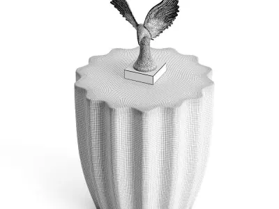 Coulver Table With Decorative Golden Eagle Statue 3D model
