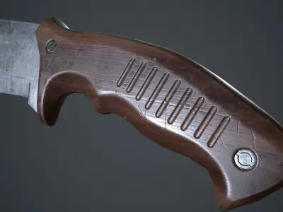 Machete Knife PBR Game Ready Low-poly 3D model