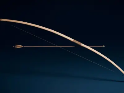 Medieval Longbow and Arrow Game Ready Low-poly 3D model