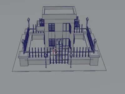 Lowpoly Night House Low-poly 3D model