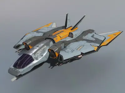 Spacefighter Y-48A Fly Low-poly 3D model