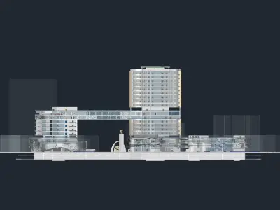 Office building combined with commercial center and hotel 3D model