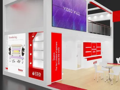 Exhibition Stand Stall Three Side Open 12X9 3D model