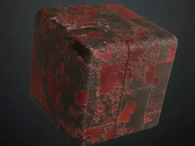 Damaged Red Painted Riveted Metal Plate PBR Seamless Texture