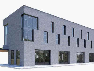 commercial building Low-poly 3D model 2