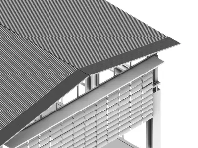 Warehouse 2 building with roof 3D model