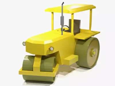  Old Road Roller 01 Low-poly 3D model