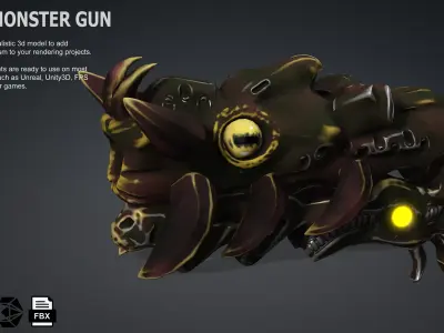 Squid Monster Gun Low-poly 3D model
