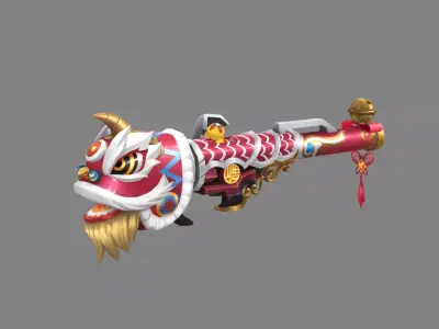  Cartoon lion dance Rocket Low-poly 3D model