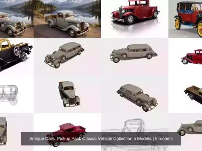 Antique Cars  Pickup Pack Classic Vehicle Collection 5 Models