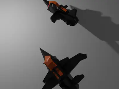 3D Low Poly Plane two fighter jets flying in air 3D model