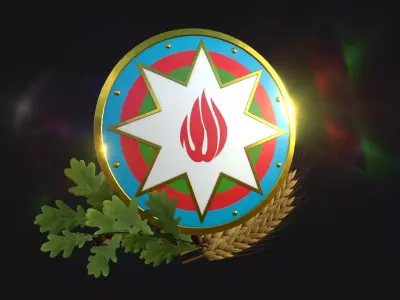 National emblem of Azerbaijan Low-poly 3D model