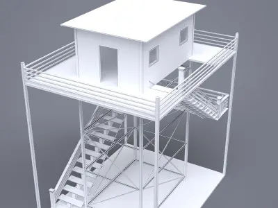 Military Watch Tower Game Model Low poly  Low-poly 3D model