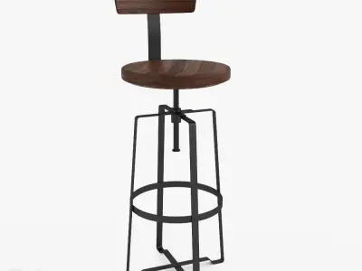Rustic Industrial Stool by West Elm 3D model