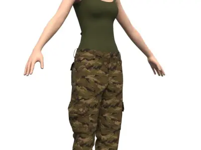Female Military Pants - Marvelous Designer  3D model