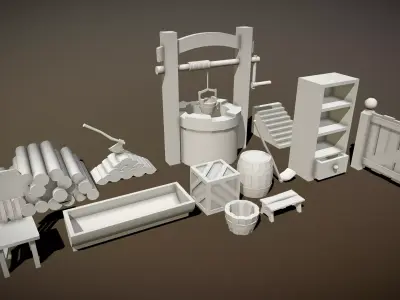 Farm Tools Low-poly 3D model