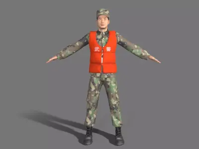 chinese soldier  Low-poly 3D model