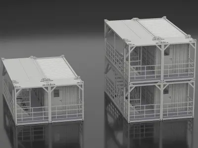 Industrial Two-Level Access Platform Gray 3D model
