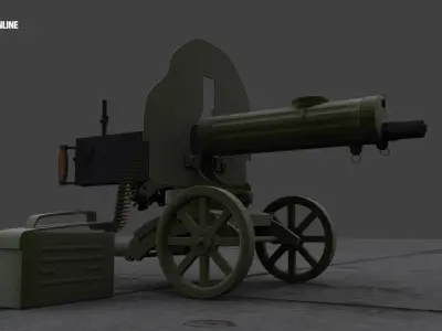 maxim gun Low-poly 3D model