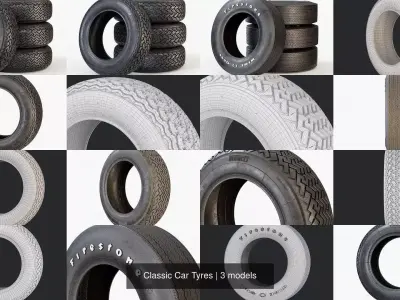 Classic Car Tyres 3D Model Pack
