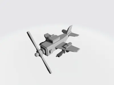 Box propeller plane  Low-poly 3D model