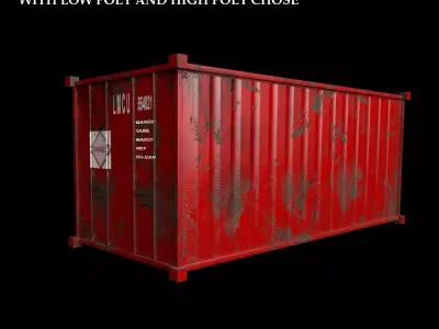 Container-red PBR shipping container Low-poly 3D model