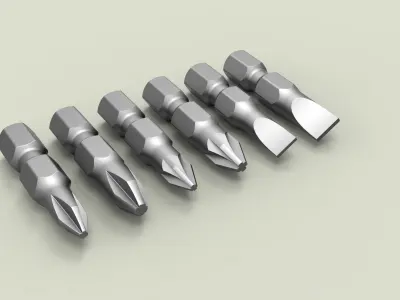 Screwdriver bit set 3D model purchase