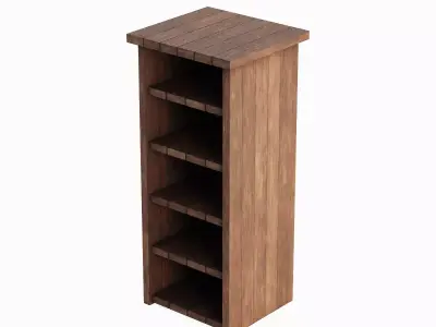 Medieval Tall Shelf 04 Low-poly 3D model