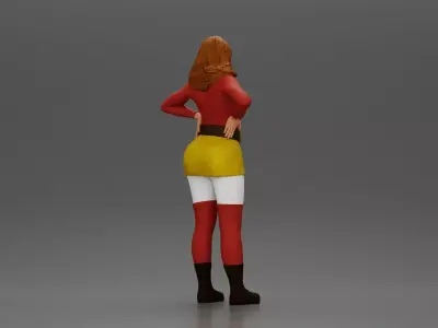 Confident female character standing with hands on her waist 3D print model
