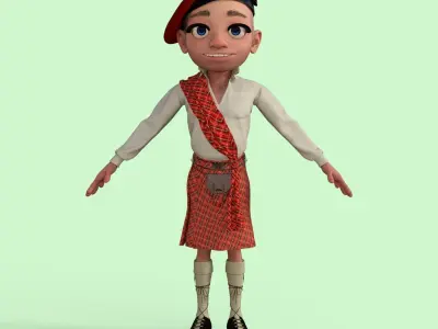 Cartoon Scottish Man Rigged 3D model