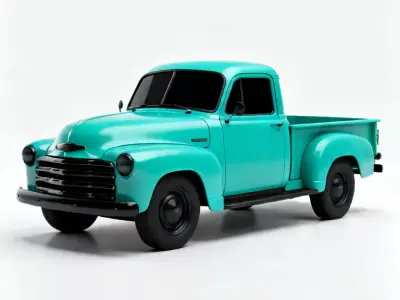 Realistic 1950s Rural Pickup Truck 3D Model Low-poly 3D model