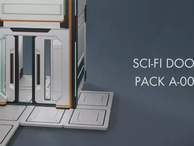 Low Poly Sci-Fi Doors Pack A-002 Low-poly 3D model