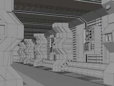 Sci-Fi corridor 3D model 17