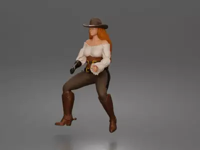 Cowgirl riding calmly on horse enjoying a peaceful countryside 3D print model