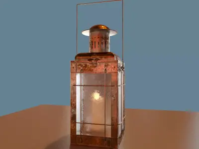 Hagrid Lantern with Candle and Animated Fire  3D model