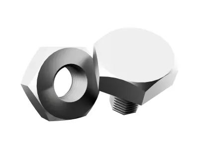 Hexagon bolts cartoon icon 3D model