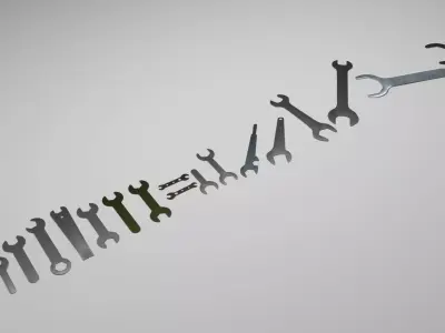 Mini Flat Wrenches Set 3D model