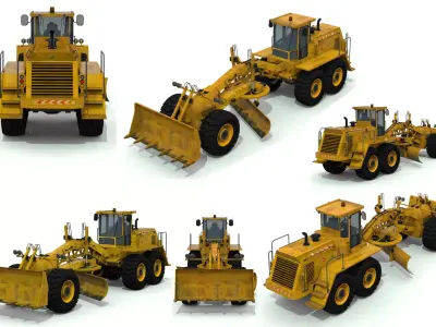Grader truck Low-poly 3D model