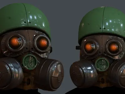Gas mask helmet 3d model scifi Low-poly Low-poly 3D model Low-poly 3D model 28