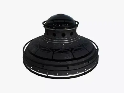 Alien Spaceship UFO F10 Full Black - Sci Fi Spacecraft Design Low-poly 3D model