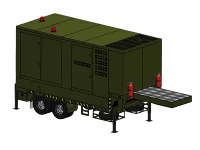 Military Generator Trailer 150kW 3D Model CAD FBX OBJ 3D model