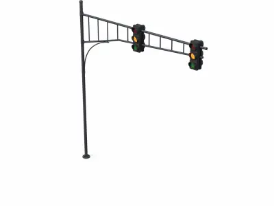 Street Traffic Light and Light Poles Collection 3D model