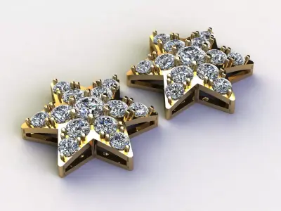 6 Line Star Earring  Free 3D model
