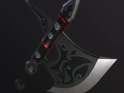 Fantasy Battle Axe PBR Low-poly 3D model